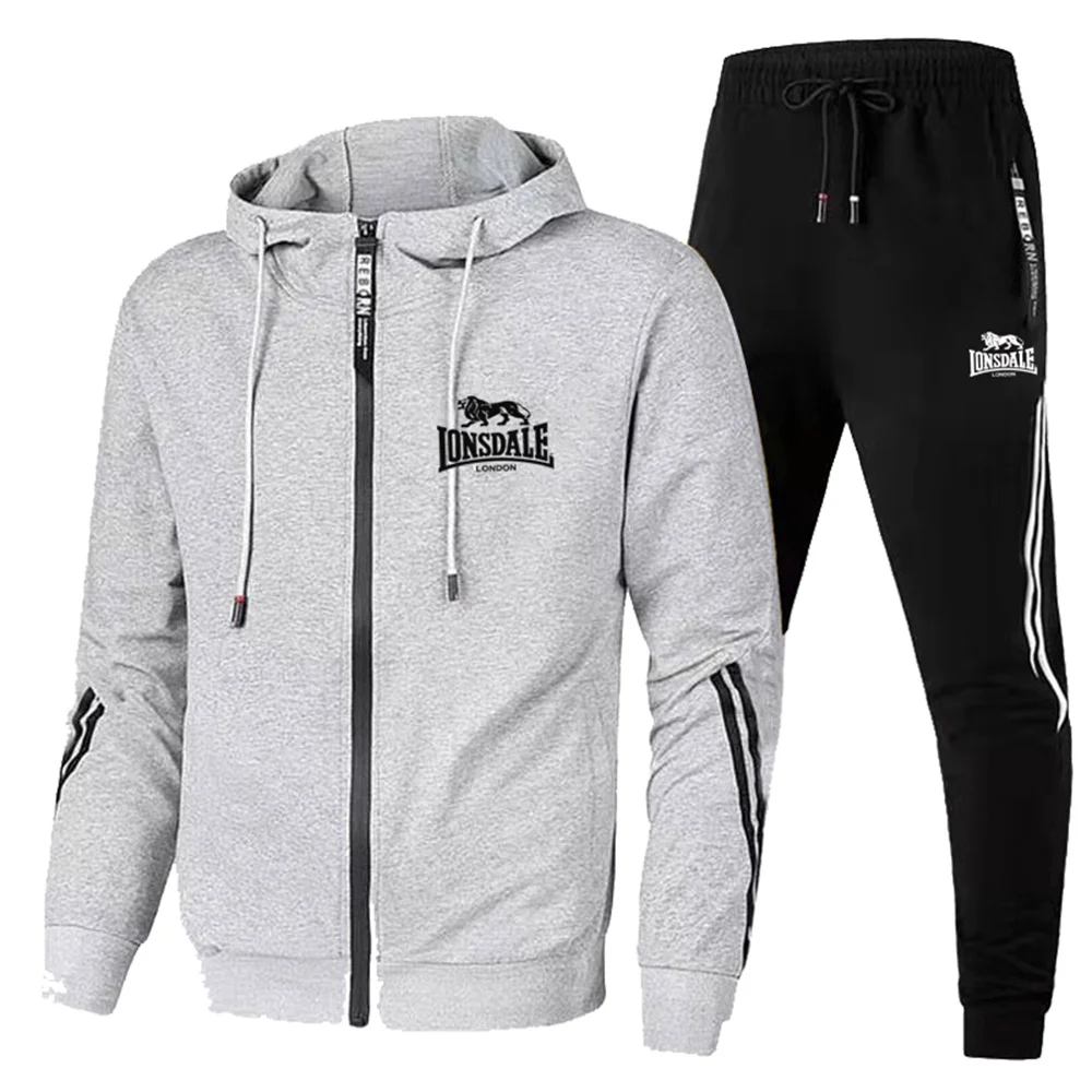 2024 New Leisure Outdoor Sports Set Lonsdale Logo Travel Fitness Running Morning Casual Men's Two Piece 5