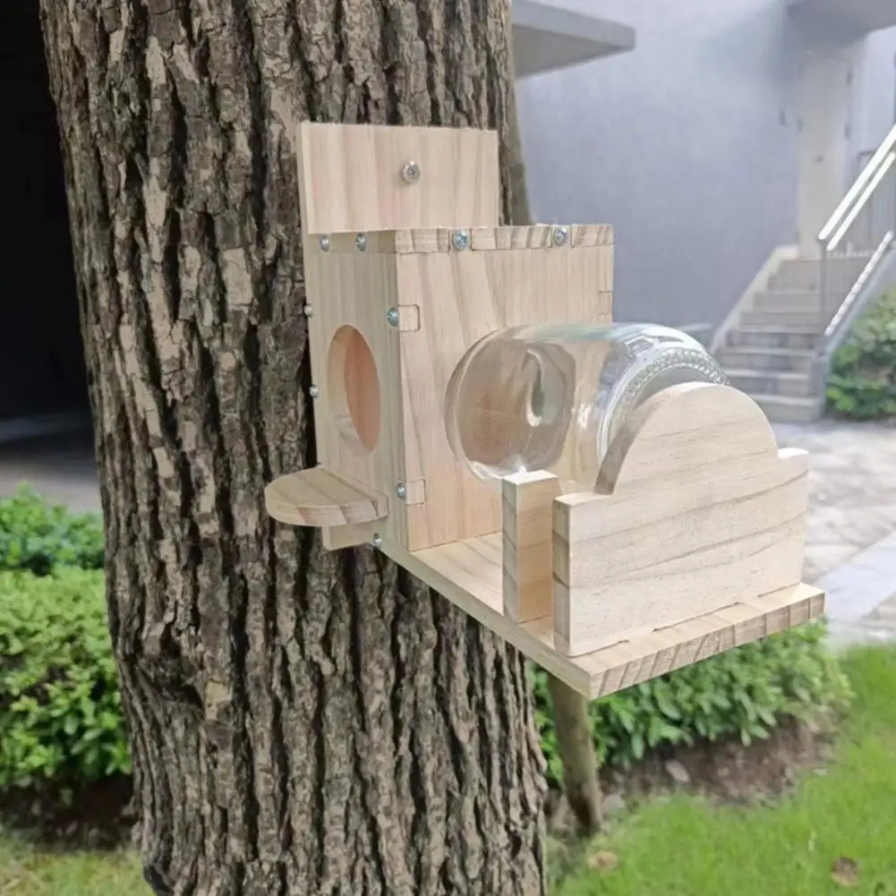 

Heavy Duty Squirrel Feeder Glass Squirrel Feeder Weather-proof Wooden Squirrel Feeder Heavy Duty Easy Refill Outdoor for Clean