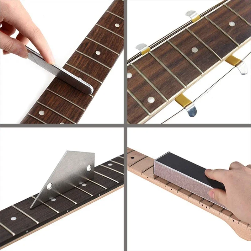 11 Pcs Set Guitar Fret Crowning File Leveling Beam Sanding Grinding String Spreaders Guitar Fingerboard Luthier Tools