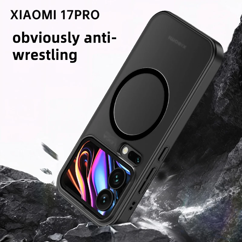 Matte & Clear Magnetic Wireless Charging Armor Case - Military Shockproof Back Cover
