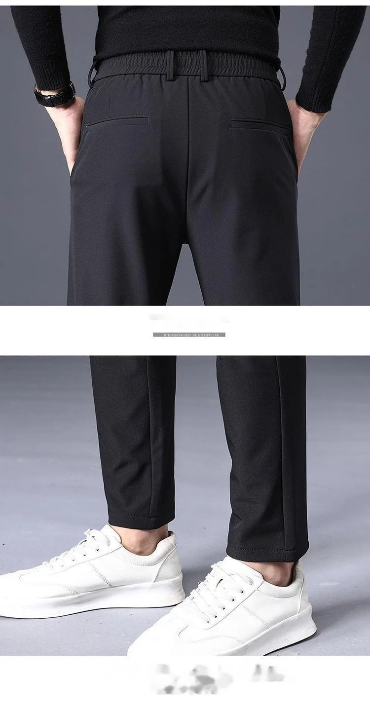 Spring casual slim fit straight suit simple non ironing business autumn men's pants, solid color_voghion.com