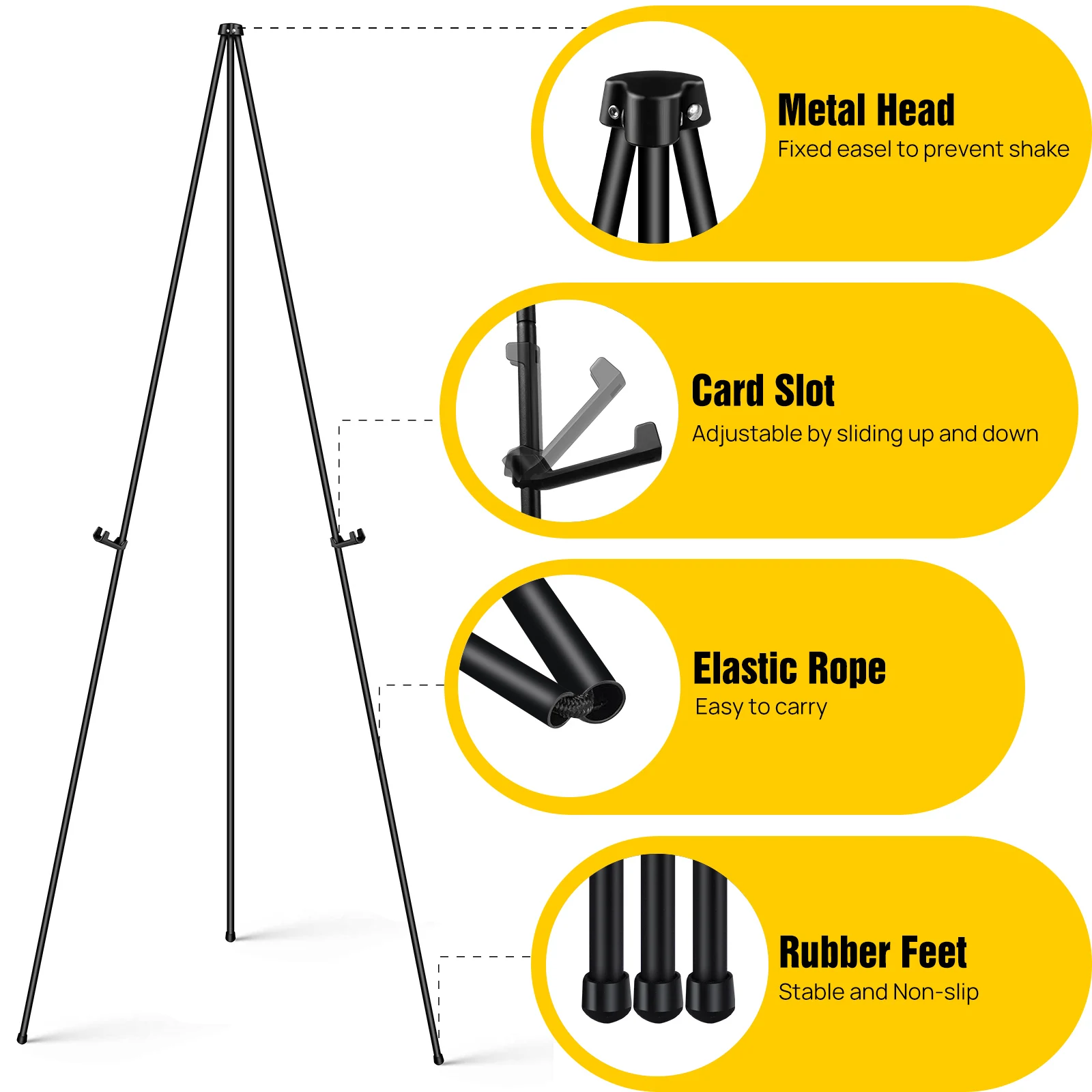 Foldable Metal Tripod Easel Stand 168cm Painting Easel Adjustable Art for Wedding Painting Display Show Business Promotion