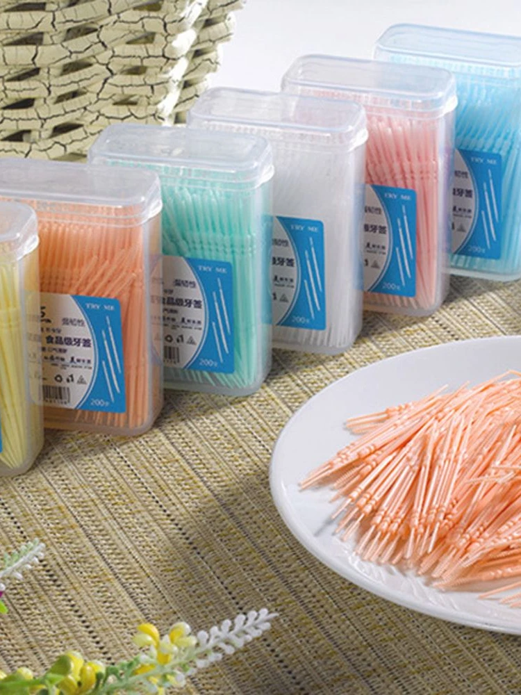 200Pcs Dual-head Disposable Toothpicks Postprandial Care Crevice Cleaning Appliance Table Decoration toothpicks set