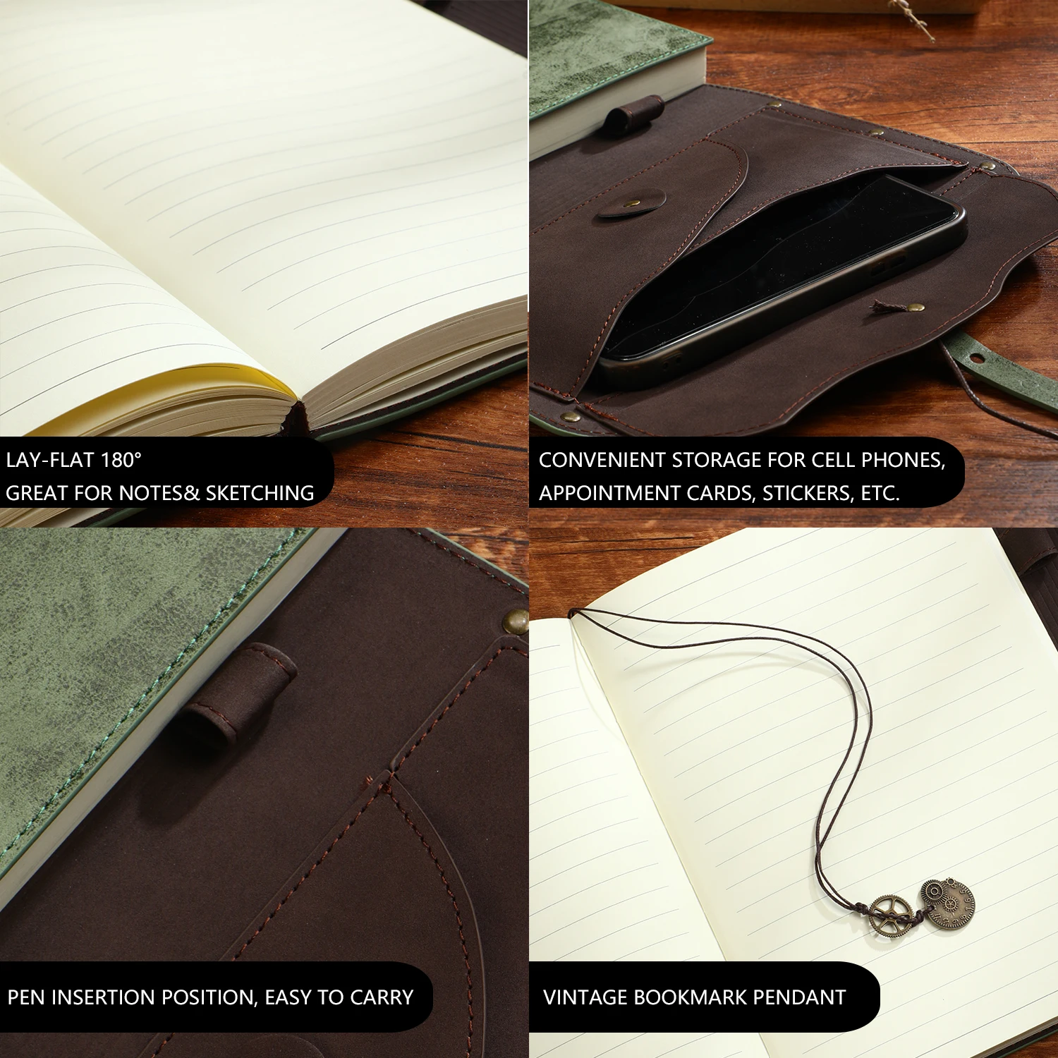 DNDノートブック/ジャーナル ユニークな200ページブック 3Dブロンズドラゴンエンボスフェイクレザーカバー ペン付き ダンジョンズ＆ドラゴンズ/D＆Dに最適 RPGア 400ページ - グリモアフォックスレザージャーナルブランクスペルブック