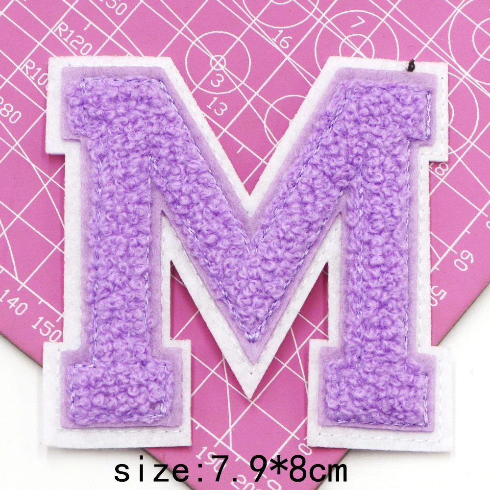 80 MM Lila Englisch Alphabet Buchstaben A-Z Applique Eisen Auf brief Patches Für Kleidung Name Abzeichen Paste Für Kleidung Tasche schuhe jean – Detail 16