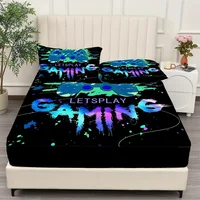 Painted Player Game Controller Print Fitted Sheet Set Mattress Cover Bedding Comfortable Breathable Bedding Set With Deep Pocket 4