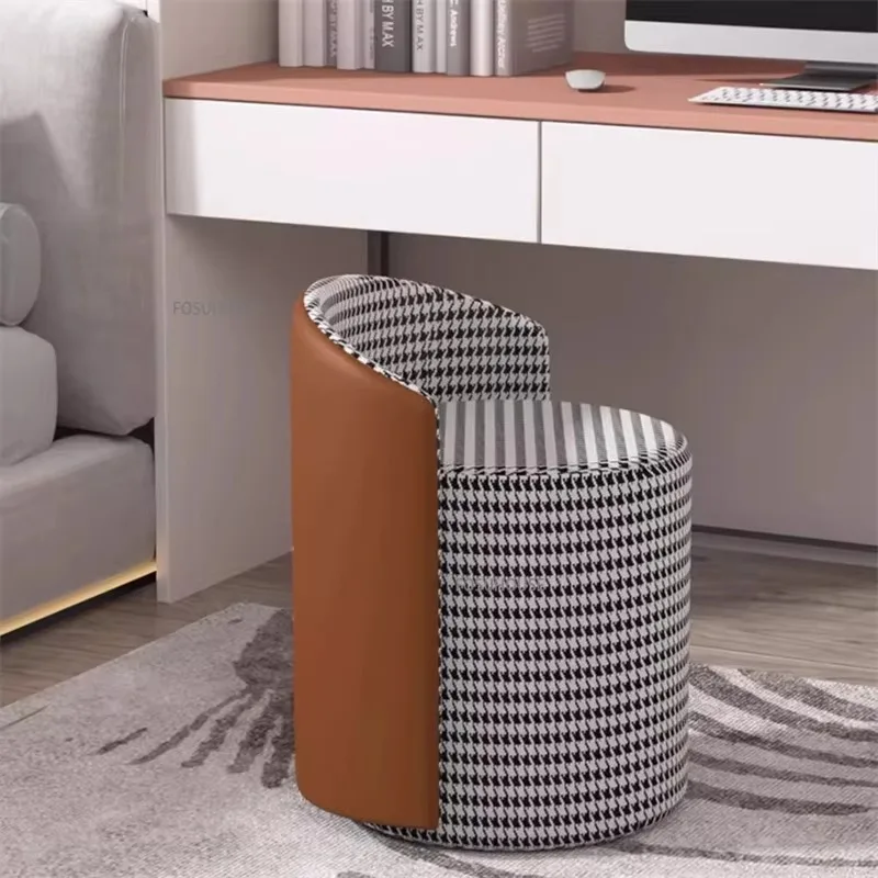 Modern Light Luxury Vanity Chair for Bedroom White Pouffe Stool Chair Living Room Ottomans Home Entrance Shoe Changing Stool