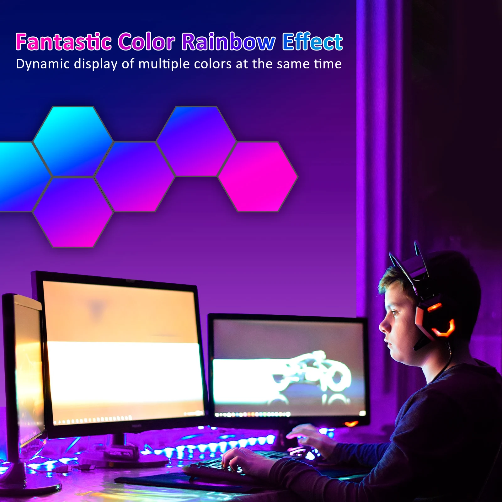 LEDウォールライト,ヘキサゴンウォールライト,rgb,ゲームパネル
