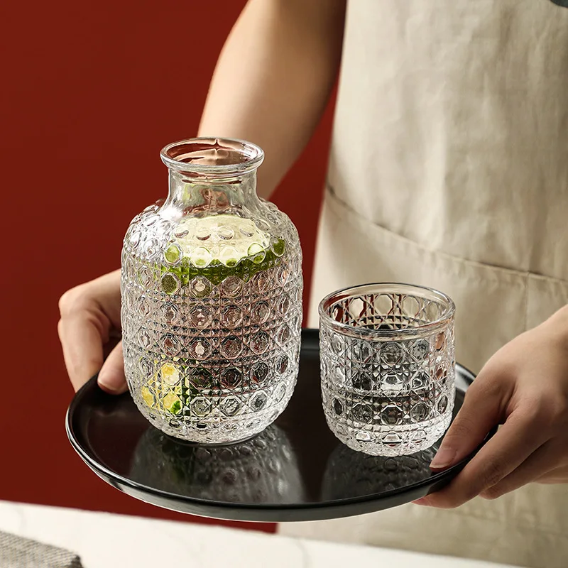 

European-style Retro Embossed Drinking Cup Scary Large-capacity Glass Cold Water Jug Household Juice Jug Set Drinkware
