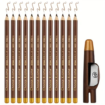 12pcs black/borwn/dark brown eyebrow pencil sharpener Eyebrow Pencil with Sharpener eyebrow line lasting 5
