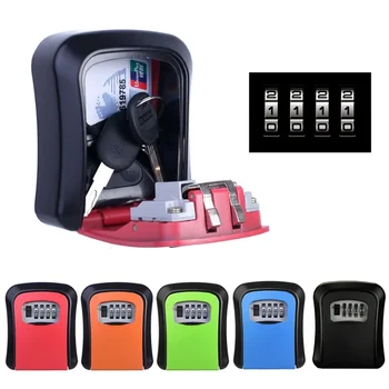 Wall Mount Key Safe Organizer Box 4 Digit Combination Password Key Box Password Lock ABS Plastics for Indoor Outdoor Key U Disk 1