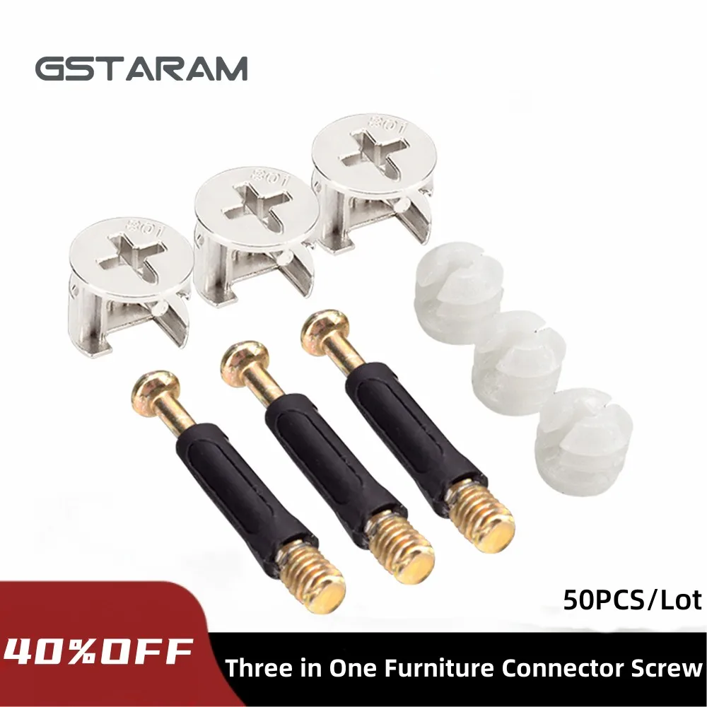 50PCS Three in one Furniture Connector Screw Cam Screw Eccentric Wheel Nut Furniture Connection Accessories