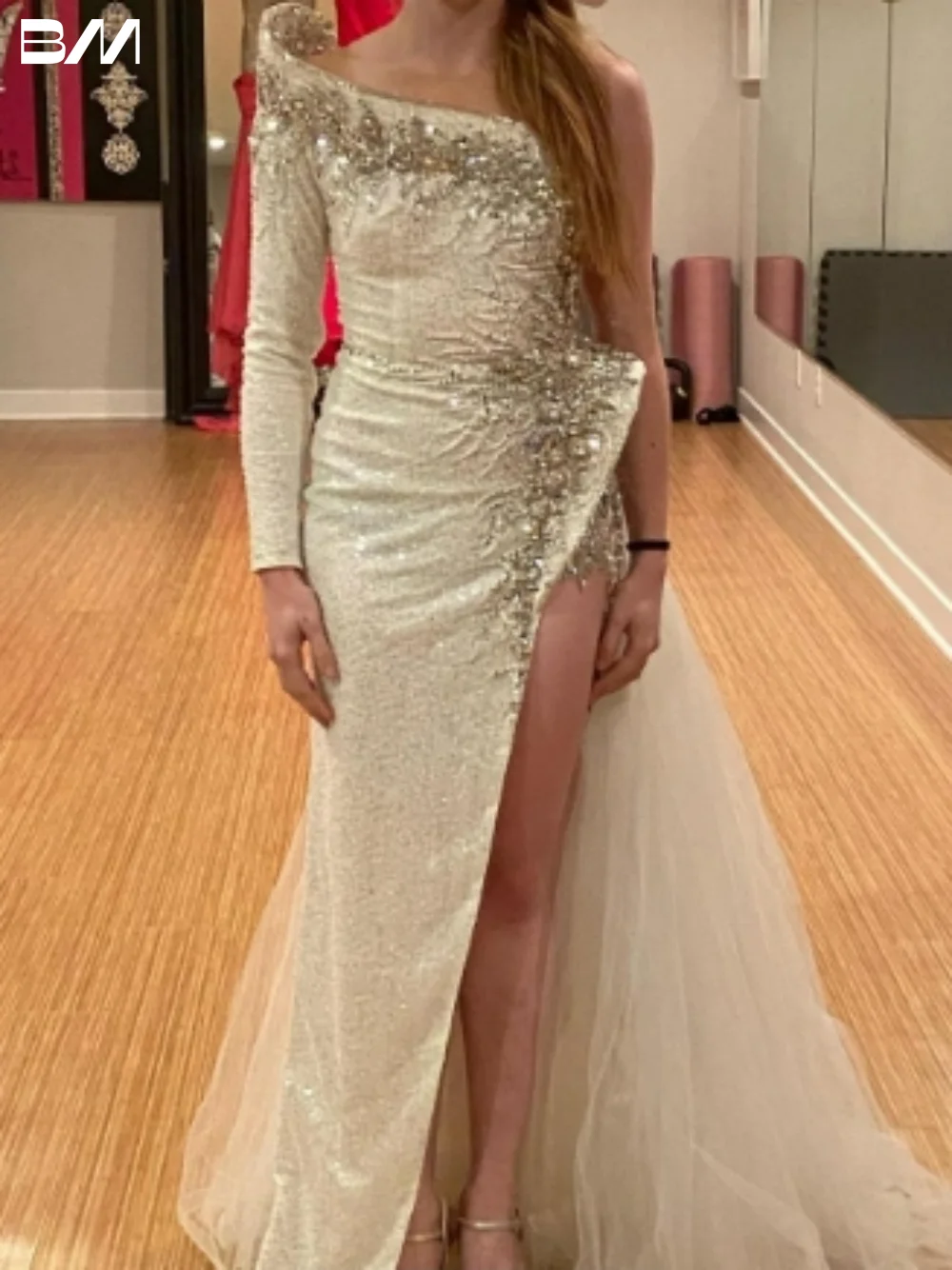 

Graceful One Shoulder Evening Dresses Romantic Straight Bridal Gown Modern Floor-length Bride Dresses Vestidos De Novia