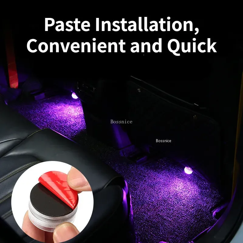 Wireless Adhesive LED Car Interior Ambient Light Remote Control Decoration  Auto Foot with Colorful Atmosphere Battery Lamp Roof I4L4