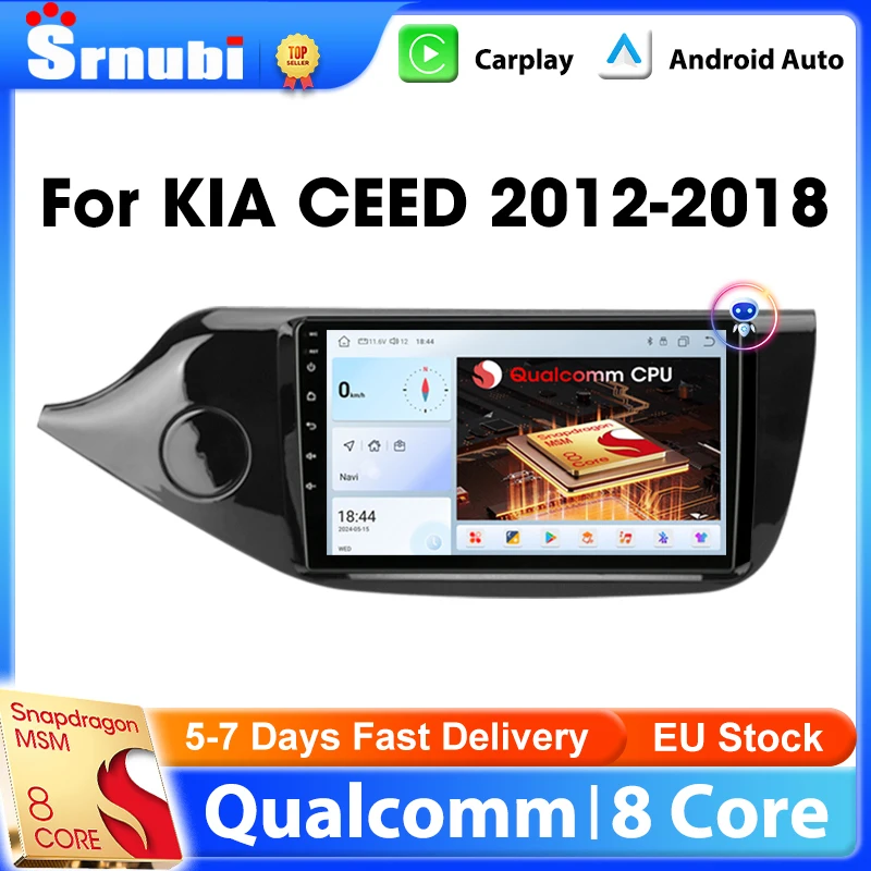 Srnubi 2Din Radio de coche inalámbrico CarPlay Android Auto WiFi GPS BT soporte cámara de respaldo vídeo música para Kia CEED 2012- 2018 estéreo 1
