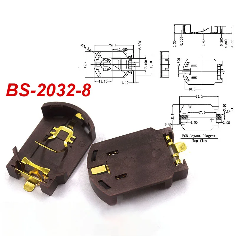 YUXI 10PCS SMD SMT CR2450 CR2032 CR2025 CR1220 3V 배터리 버튼 BS-2032/1220/1616 셀 코인 배터리 홀더 소켓 케이스 박스