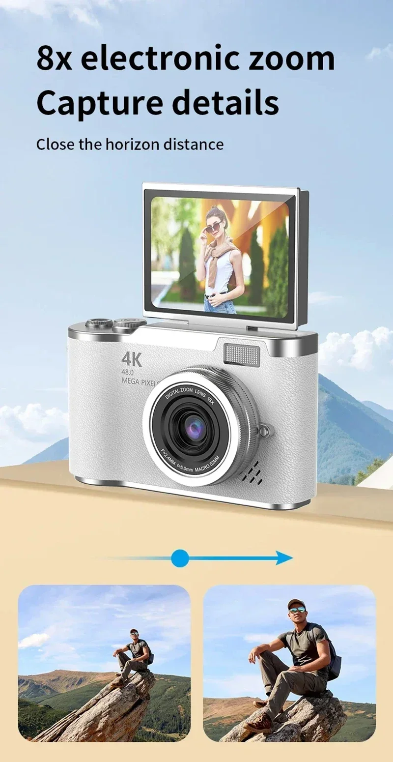 48mp Digital Camera With 8x Zoom And 180° Flip Screen For Travel_voghion.com