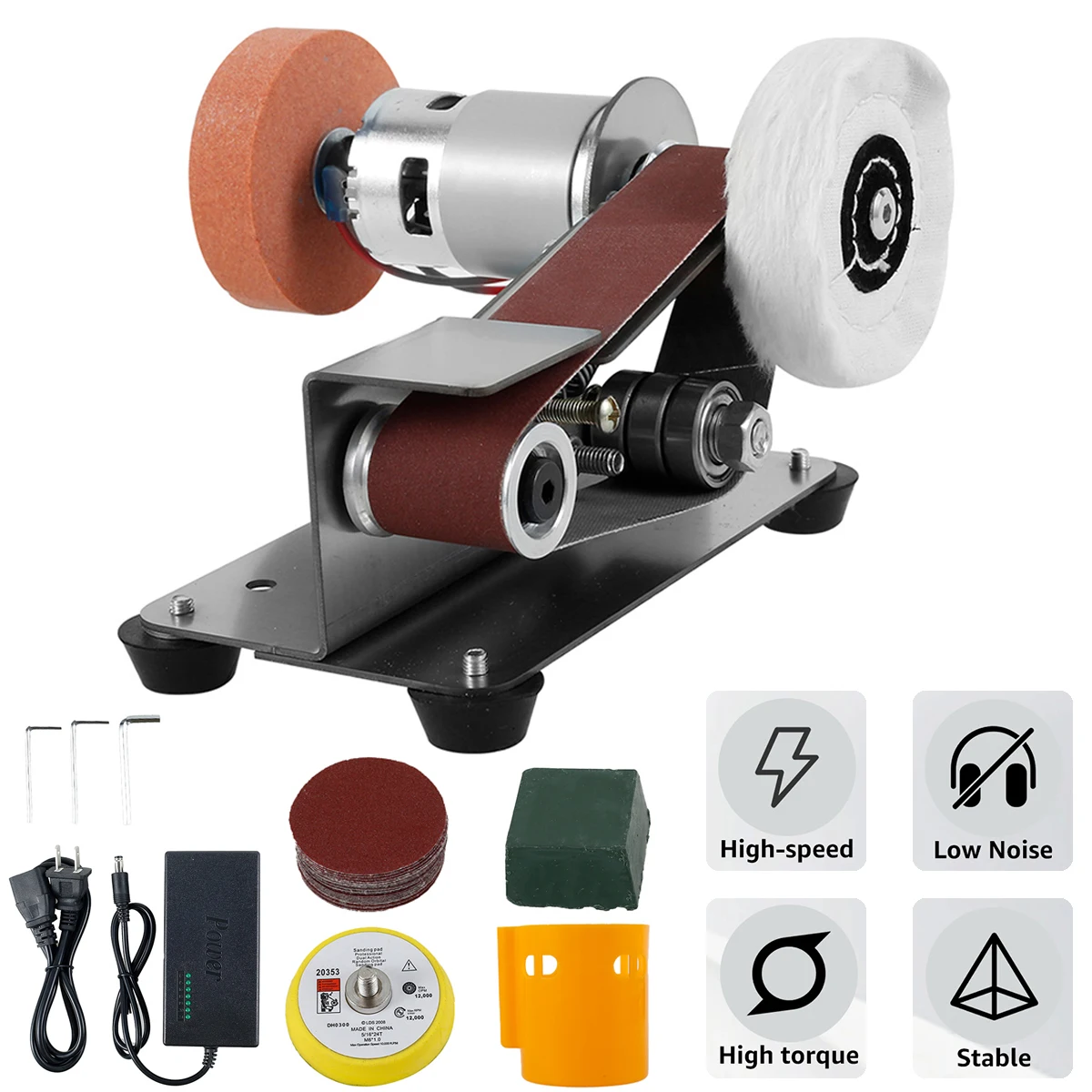 3in1 Mini Electric Belt Sander 7-speed adjustment Motor Belt Fine Polishing Metal Jewelry Cutter home tool