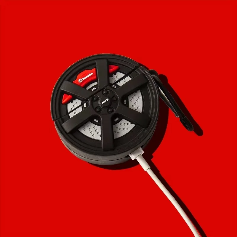 3D Creative Car Tire Silicone Earphone Case with Pendant Cover