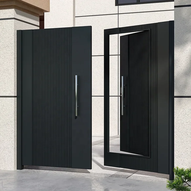 Courtyard Entrance, Villa Entrance, Aluminum Alloy Double Door, Painted Brushed, Customized Size and Color, Durable 3