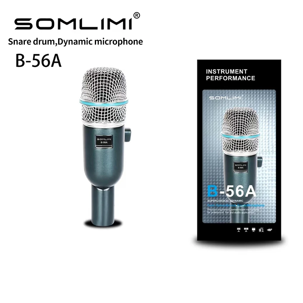 SOMLIMI 드럼 마이크 악기 킥 드럼 베이스 마이크 (금속), 다이나믹 드럼 스네어 킥 마이크, 킥아웃 빅 베이스, B-56A