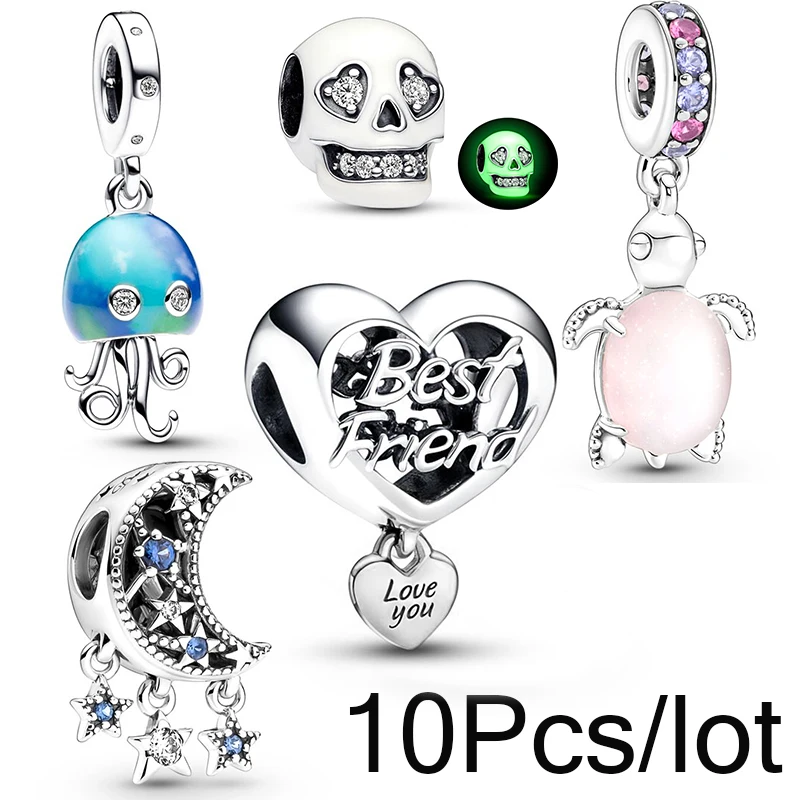 

10 шт./партия, бусины-подвески в виде черепахи, дельфина