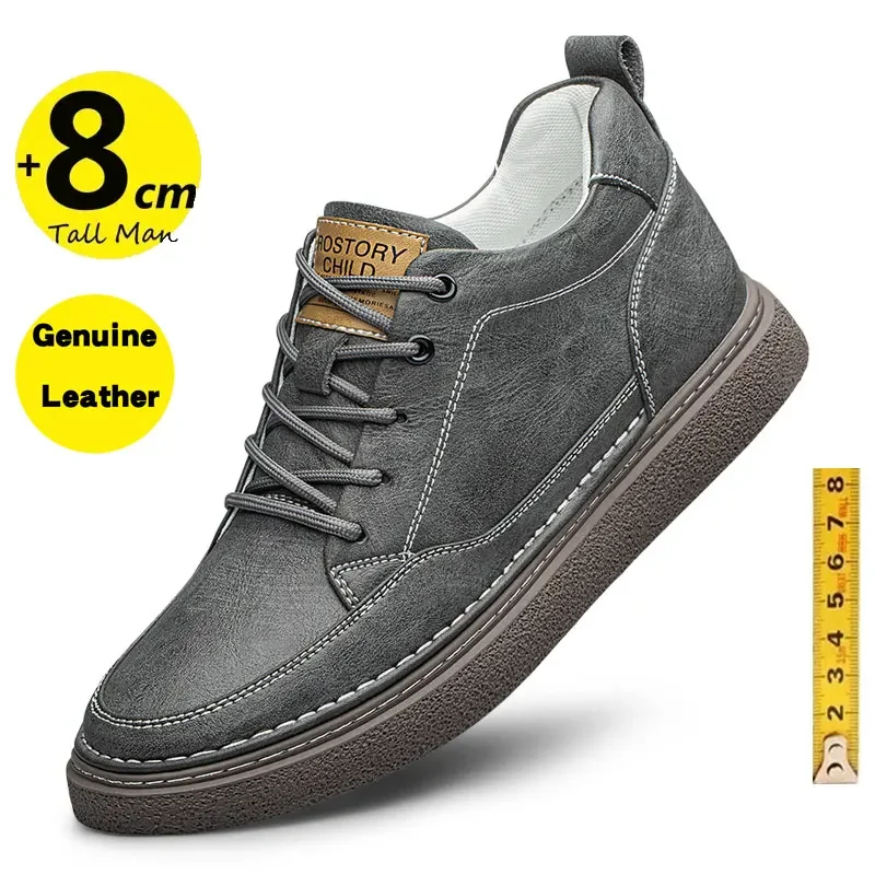 Men Sneakers Elevator Shoes Hidden Heels Hollow Board shoes Breathable Heightening 6CM 8CM Increase Casual Sports Height Shoes 6