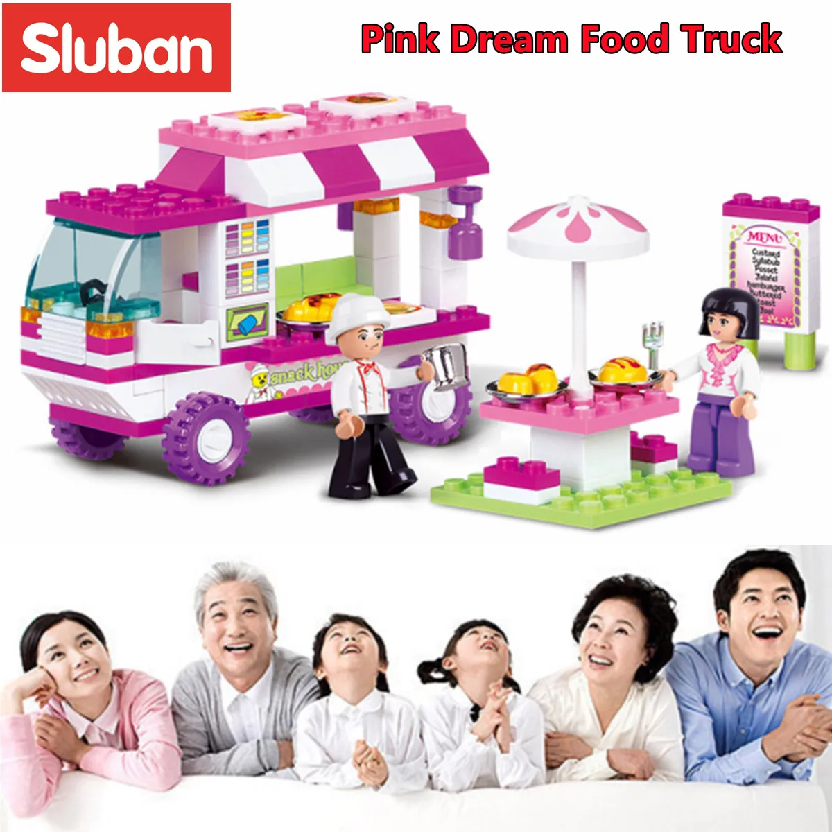 Sluban Building Block Toys Girls Dream Snack Car 102Pcs Bricks B0155 Friends Mobile Food Van Fit With Leading Brands