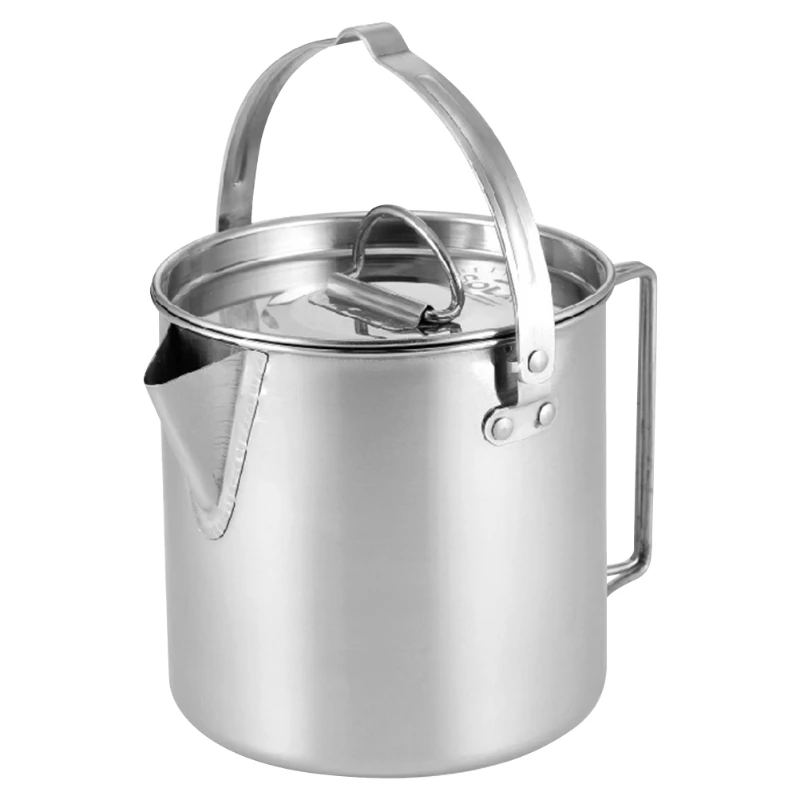 

Portable Water Bottle Outdoor Camping Picnic Stainless Steel Cup, Hiking Mountaineering Tea Pot Large Capacity Coffee Tableware