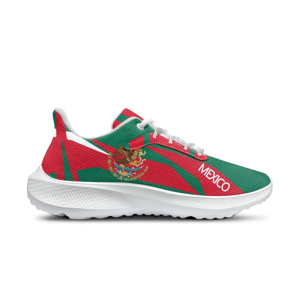 Luxury Mexico Flag Print Ladies Flat Shoes Shock Absorbing Breathable Outdoor Running Shoes Teen Students Girls Lace-Up Sneakers