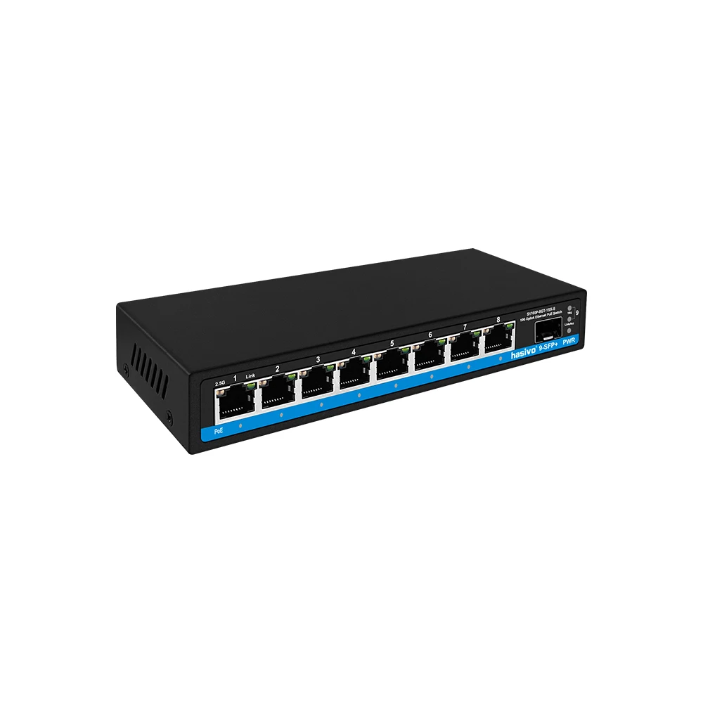 하시보 8포트 2.5Gbe POE 스위치 (10G SFP+ 업링크 포함) 멀티 기가 9포트 스위치