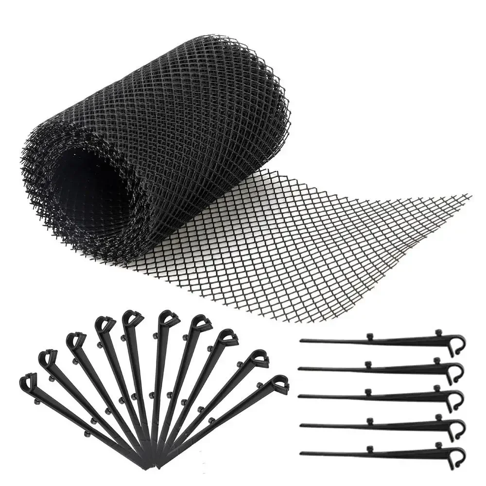 15cm&times;6m Mesh Gutter Guard Anti Clogging Mesh Cover Stakes Stops Leaves Balcony Stops Debris Protective Net Garden Accessories Gutter Guard Mesh