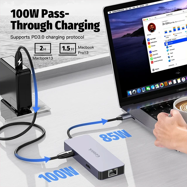 Концентратор FORIDA USB C 3.2 с 4K при 60 Гц HDMI на Type C PD Зарядная док-станция 10 Гбит/с для ноутбука MacBook Air Dell HP Samsung 5
