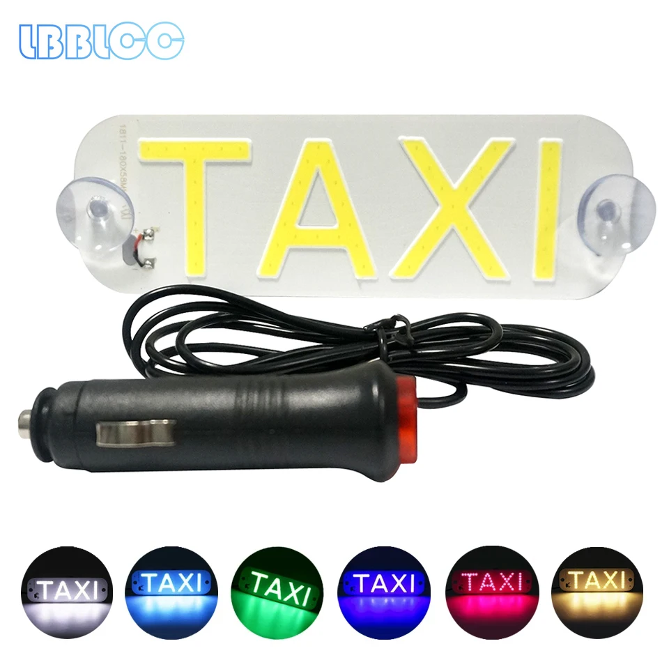 1Pcs Taxi Led Car Windscreen Cab Indicator Lamp 12V Panel Sign Windshield Cob Taxi Guiding lights With Cigarette Lighter