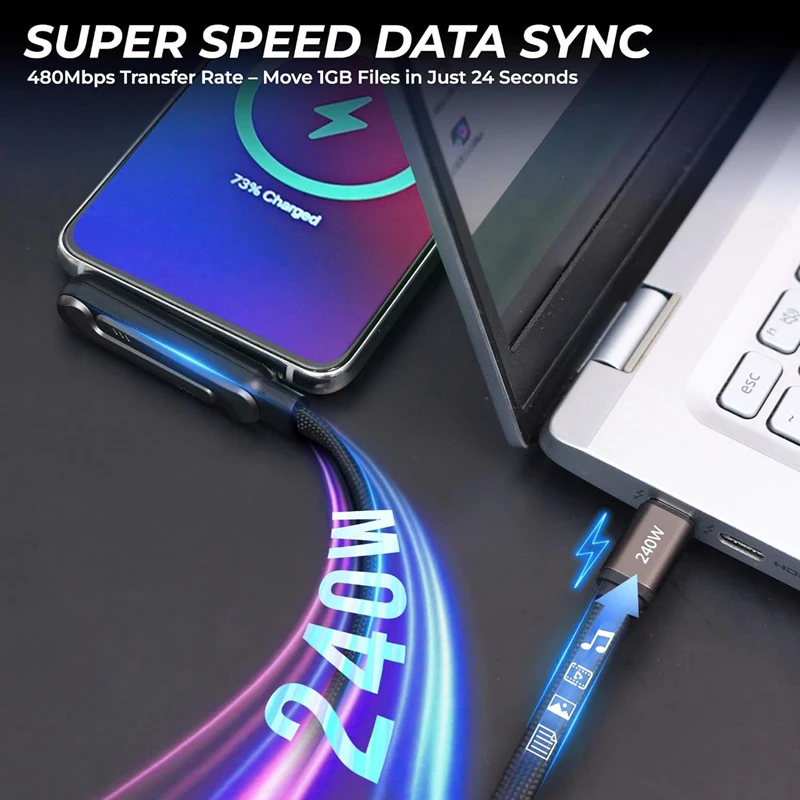 Multifunction 240W High-speed Quick Charging USB Type C Cable Wire with Folding Phone Stand for IPhone 17 16 15 Samsung S26U mi 6