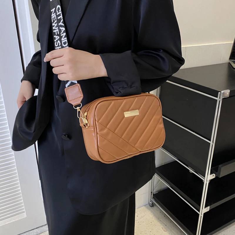 Women Embroidery Small PU Leather Crossbody Bags Fashion Causal Solid Color Shoulder Bag