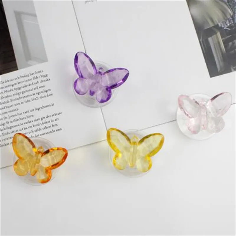 bedside phone holder Butterfly Transparent Mobile Phone Expanding Stand Holder Grip Mount Socket Fold Smartphones Desktop Fold Bracket Phone Stand phone holder for desk