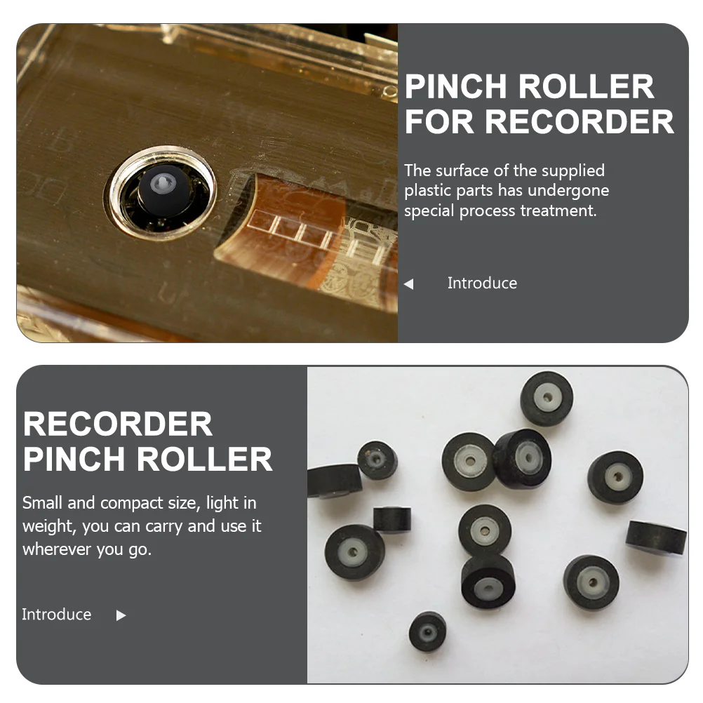 2 Pcs Tape Stereo Player Pinch Roller Recorder Drive Repair Deck Magnetic Voice Cassette for Recorders Radio Supplies Dvd