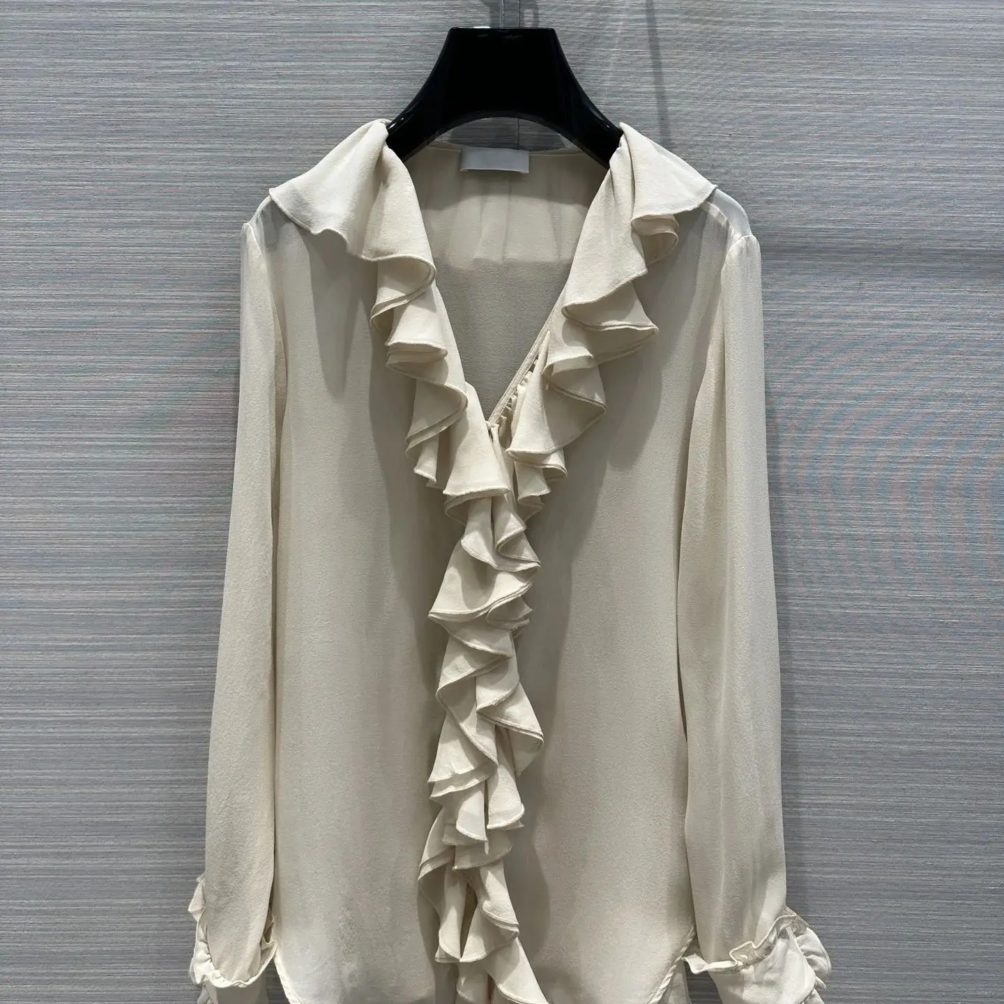 

Женская шелковая рубашка с V-образным вырезом, с длинным рукавом