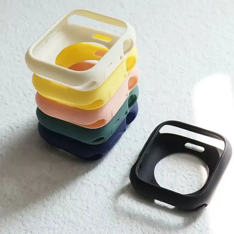 

Мягкий силиконовый чехол для Apple Watch 9 8 7 45 мм 41 мм 42 мм 38 мм 40 мм 44 мм, защитный чехол для iWatch серии 6 5 4 3 SE