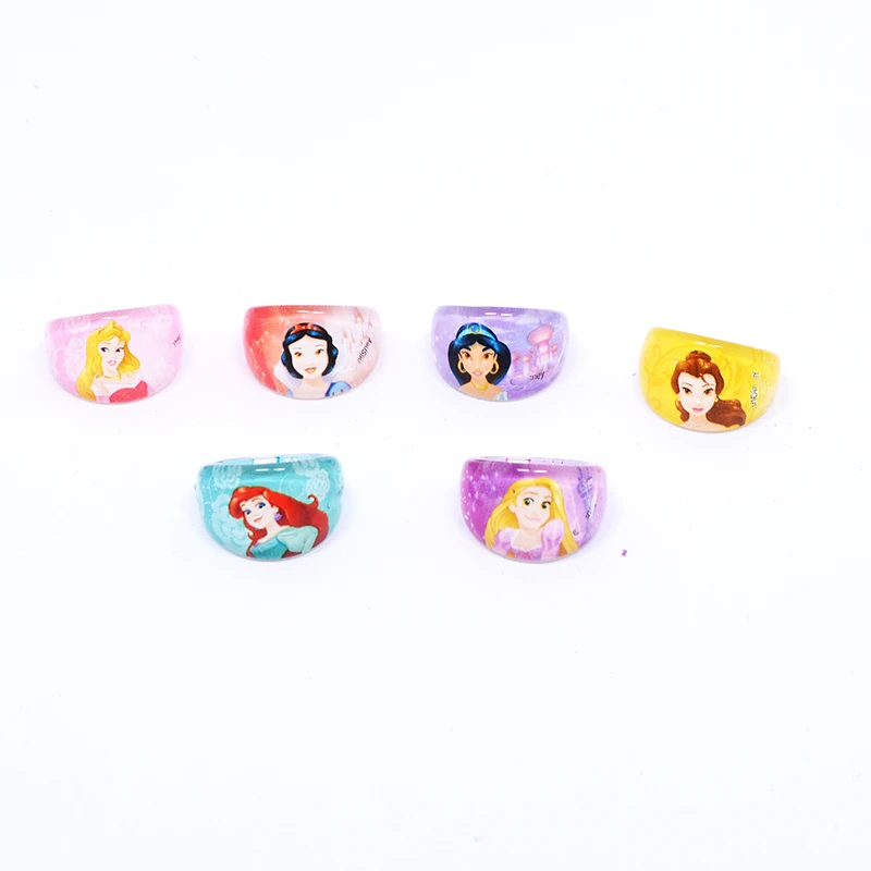 10/20Pcs Disney Elsa Rapunzel Mix Princess Kids Acrylic Rings