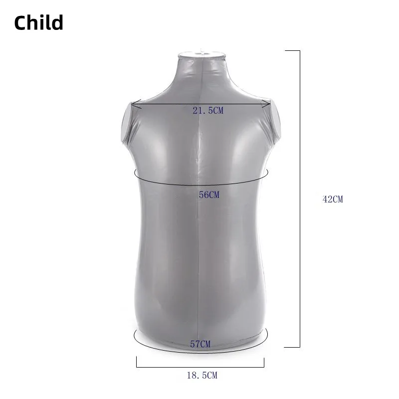 Description Picture 4 of itemA PVC Silver Inflatable Upper Body Model Women Men and Children Mannequin Clothing Body Display Props