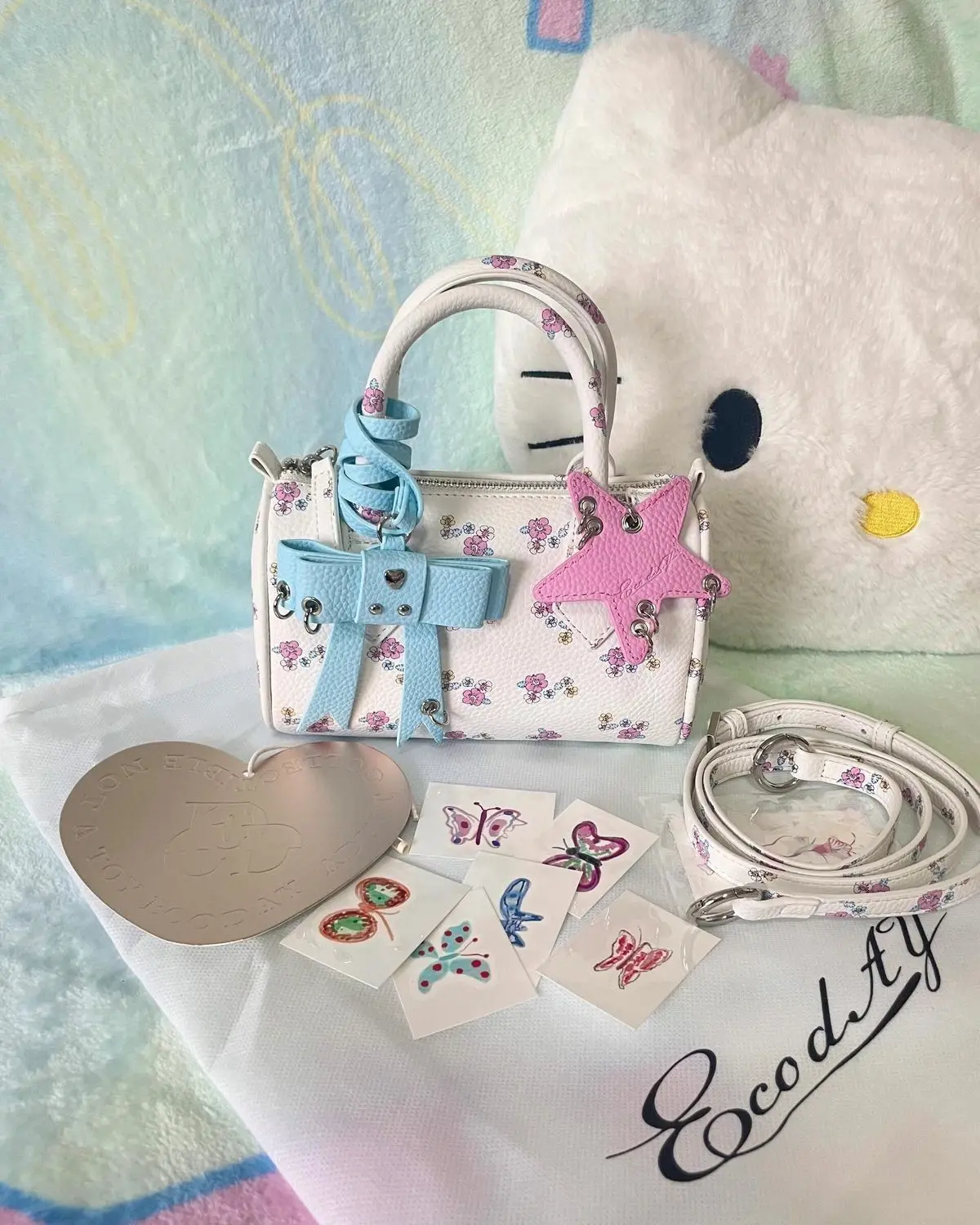 JIAERDI Summer Hot Girls Floral Y2k Hand Bag Women Harajuku Cylinder Handle Messenger Bag Purse Female Dopamine Crossbody Bags