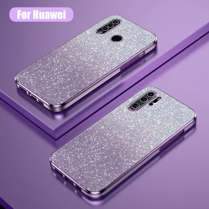 Yoedge Cover Glitter Per Huawei P30 Lite – Custodia Trasparente Con Cristalli, TPU Morbido + Bumper Rigido PC Antiurto - 2
