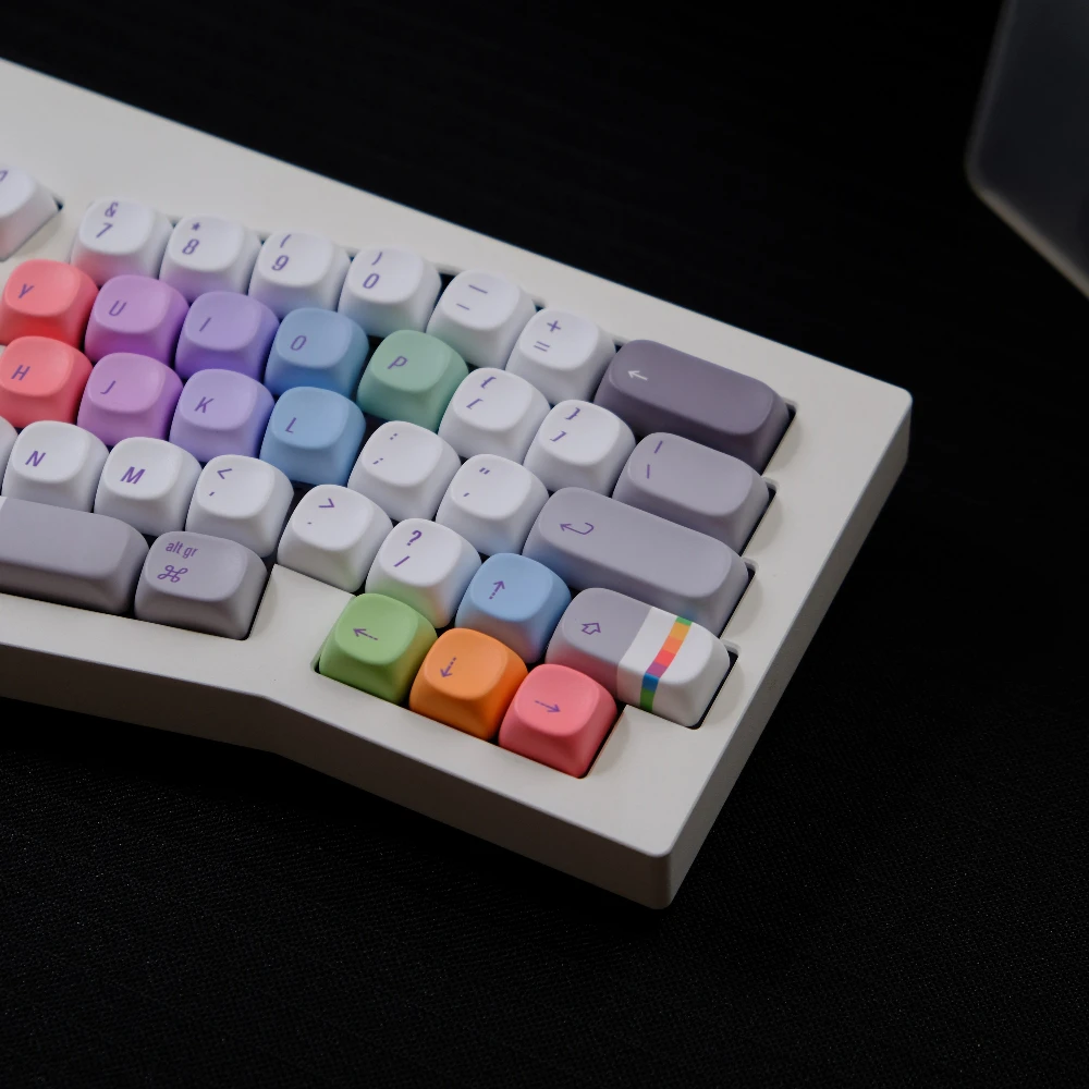 132키 레인보우 프로그램 키캡 MOA XOA 프로파일 라운드 염료 서브 PBT 키캡 MX 기계식 키보드용 앨리스 ISO ANSI 레이아웃