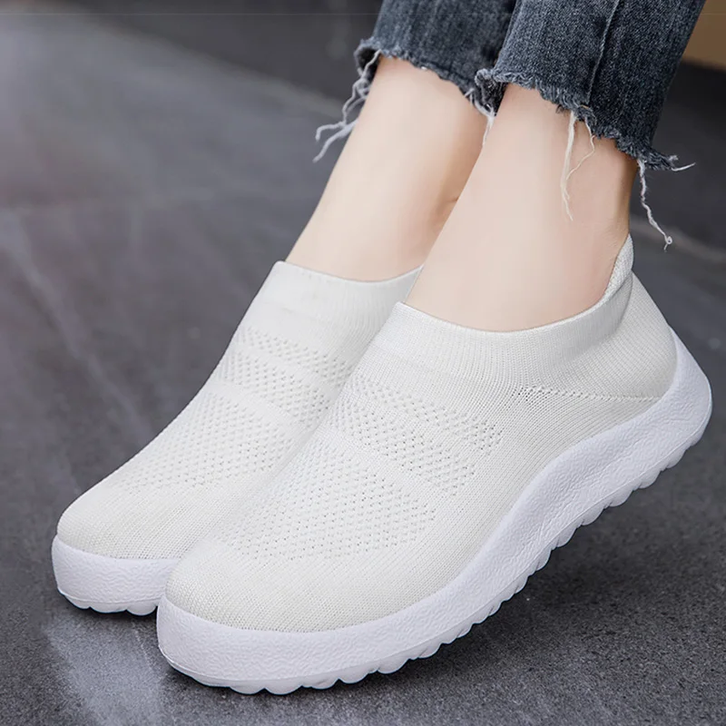 Women's Sports Shoes Mix Color Woman Shoes With Mesh Sneakers Women Casual Zapatillas De Mujer  Slip-on Footwear Tennis Female