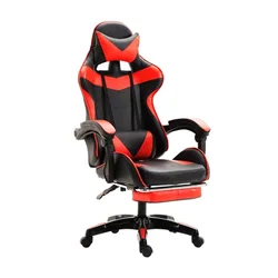 Wcg – fauteuil de jeu ergonomique en PVC, repose pieds réglable, avec fonction de levage et de pivotement, pour ordinateur et bureau 
