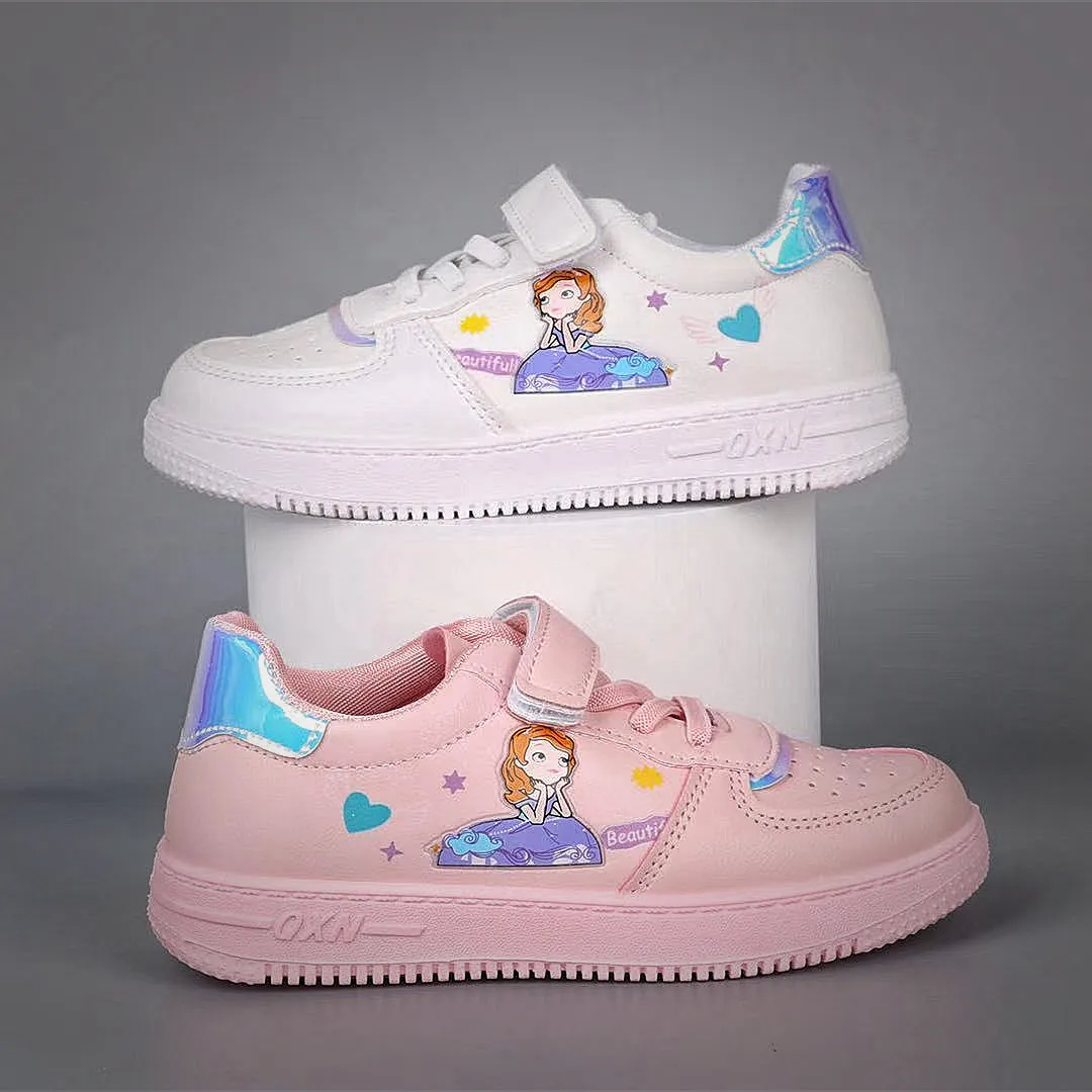 Scarpe da tennis per bambini principessa dei cartoni animati, scarpe da corsa per bambini, scarpe sportive traspiranti, ganci, rosa e bianco, ragazzi e ragazze_voghion.com