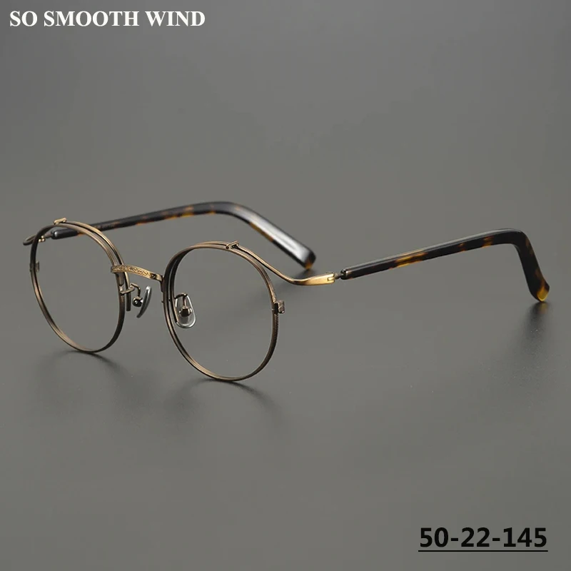 

Japanese Handmade Designer Titanium Glasses Frame Men Women Vintage Acetate Round Eyeglasses Ultralight Spectacles Eyewear Gafas