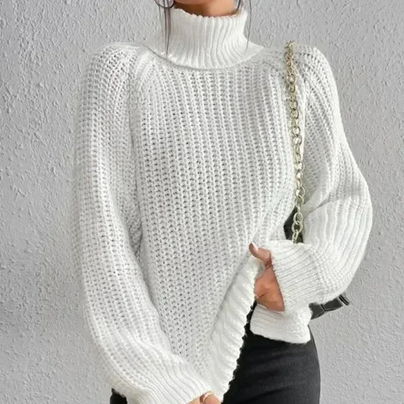 

New Fashion Turtleneck Women Sweater Knitwear Long Sleeve Pullover Sweater Raglan Casual Warm Tops Autumn Winter Clothes 29572